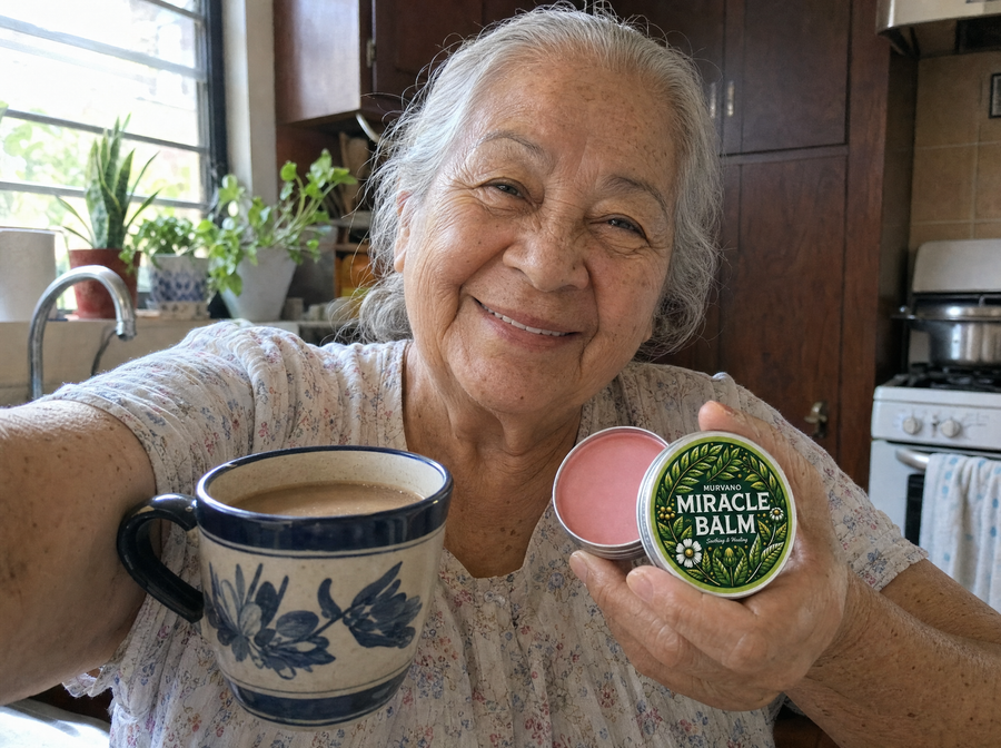 Model holding Murvano Miracle Balm