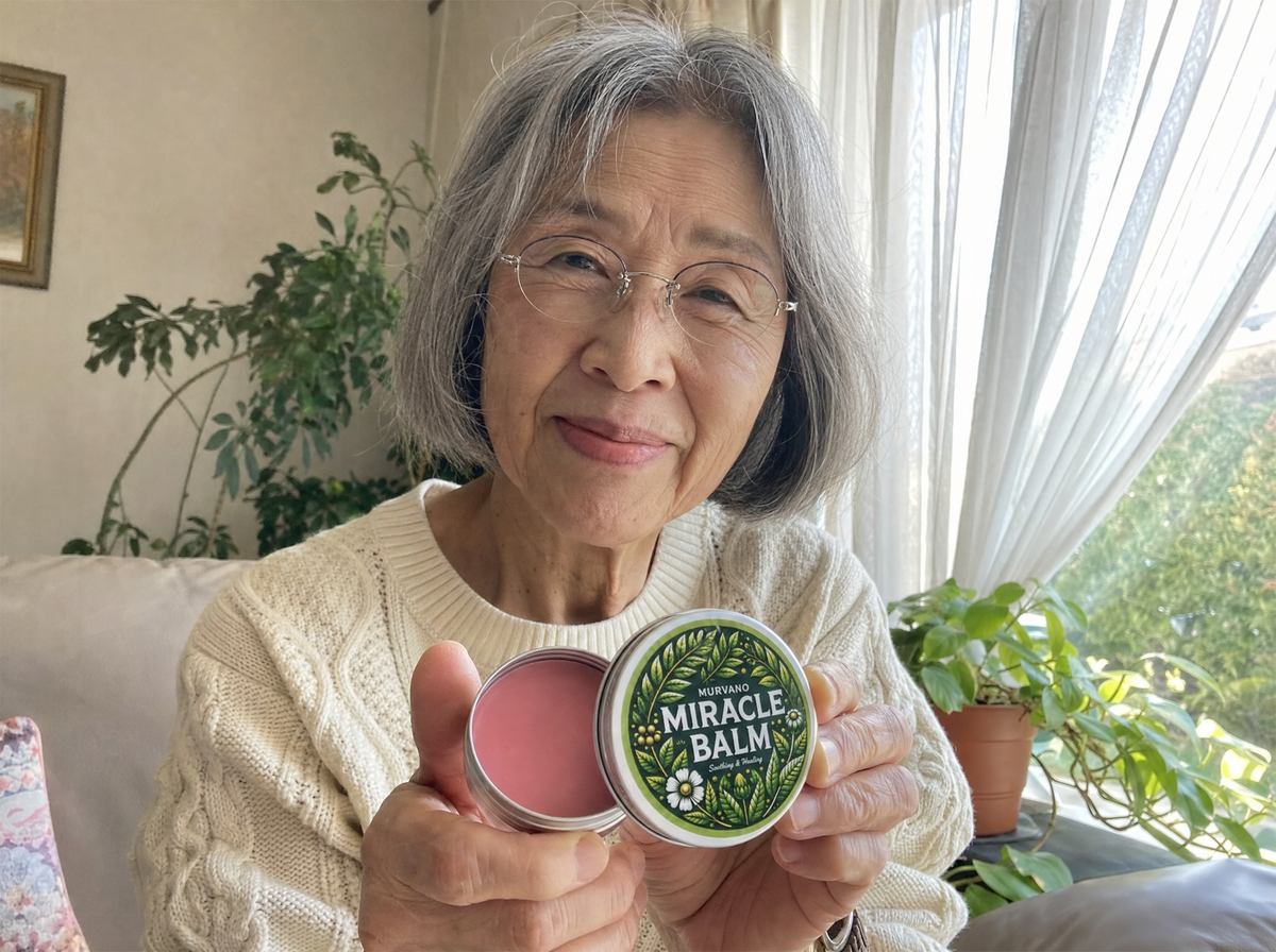 Model holding Murvano Miracle Balm